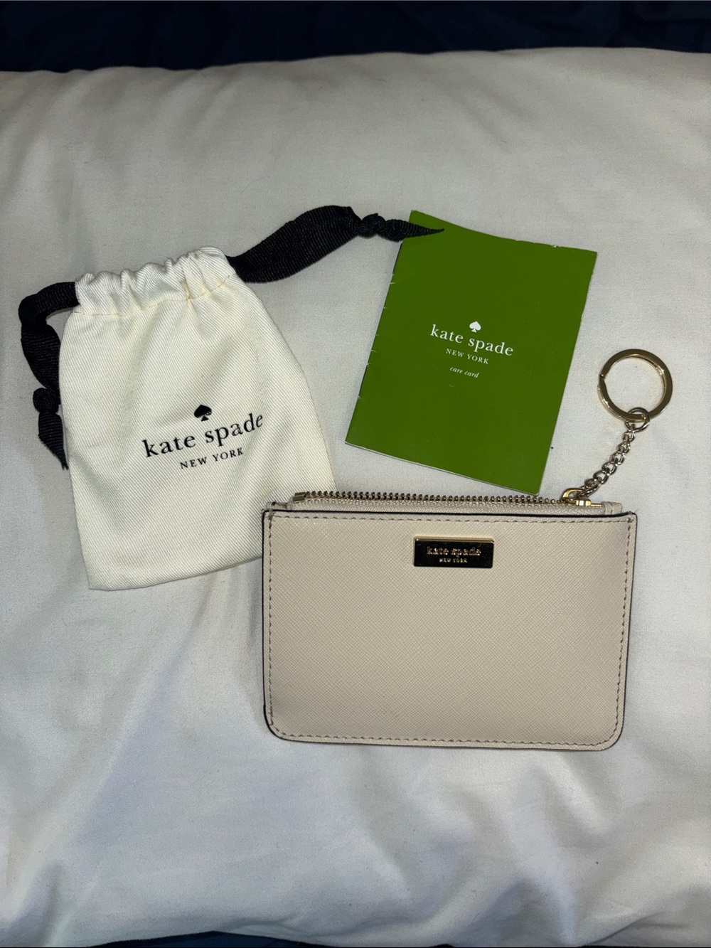 kate spade Ivory Zip Card Case with Keyring and Pouch